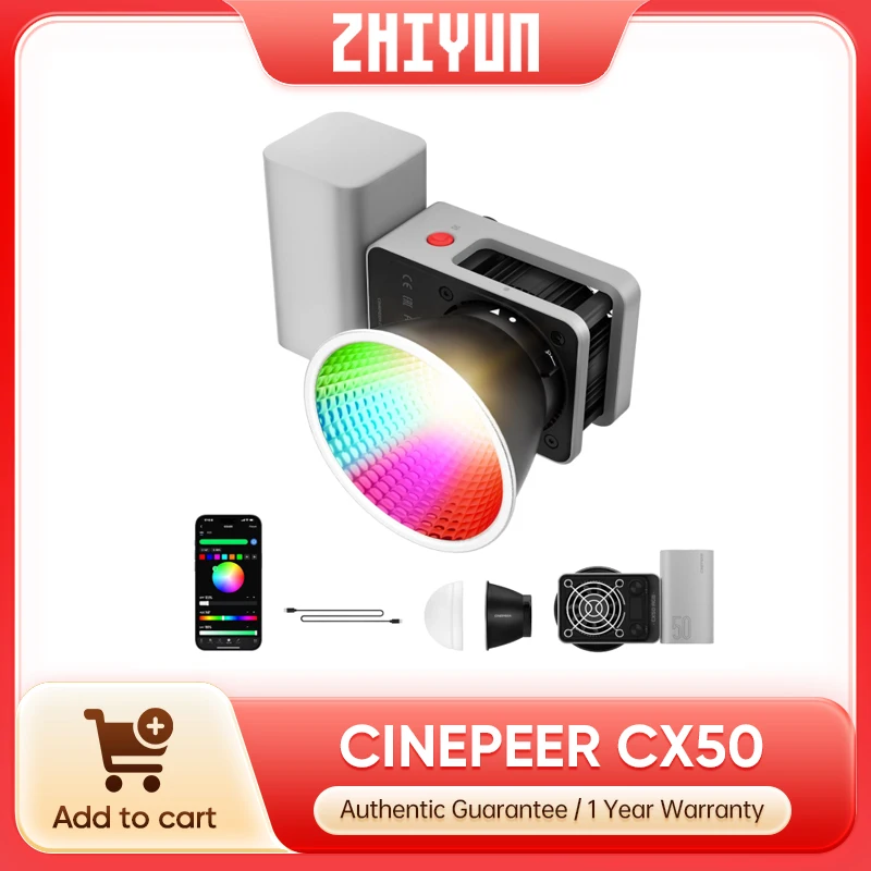 Photography Lighting Kit Portable - Zhiyun CINEPEER CX50 RGB Videolamp 2700K-6500K