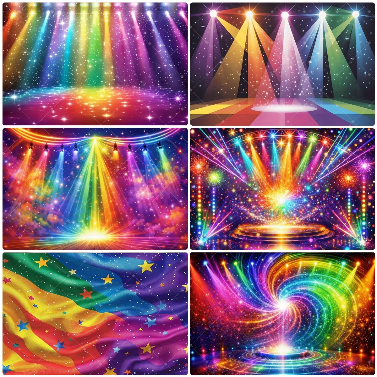 Photography Lighting Backdrop - Kleurrijke regenboog podiumlicht achtergrond glitter ster