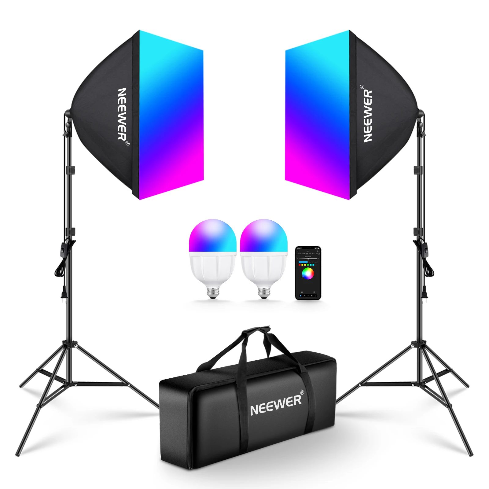Photography Lighting App - NEEWER RGB Softbox Verlichtingsset met App-besturing