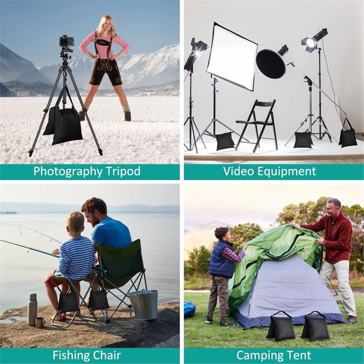 Photography Lighting Weight Bags - DT75BG 8-pack zandzakken, gewichtszakken voor lichtstatieven,