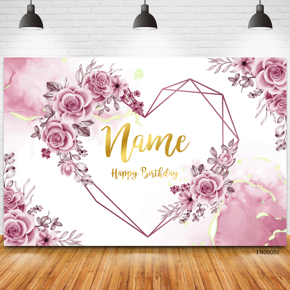 Photography Lighting Backdrop - Aangepaste Naam Foto Hart Bloem Verjaardagsfeestje