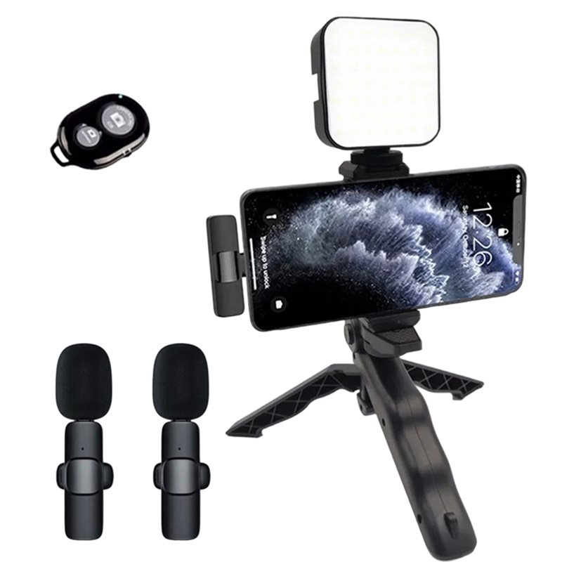 Photography Lighting Kit Portable - LED-lichtstatief Smartphone-videokit met microfoon Bluetooth en