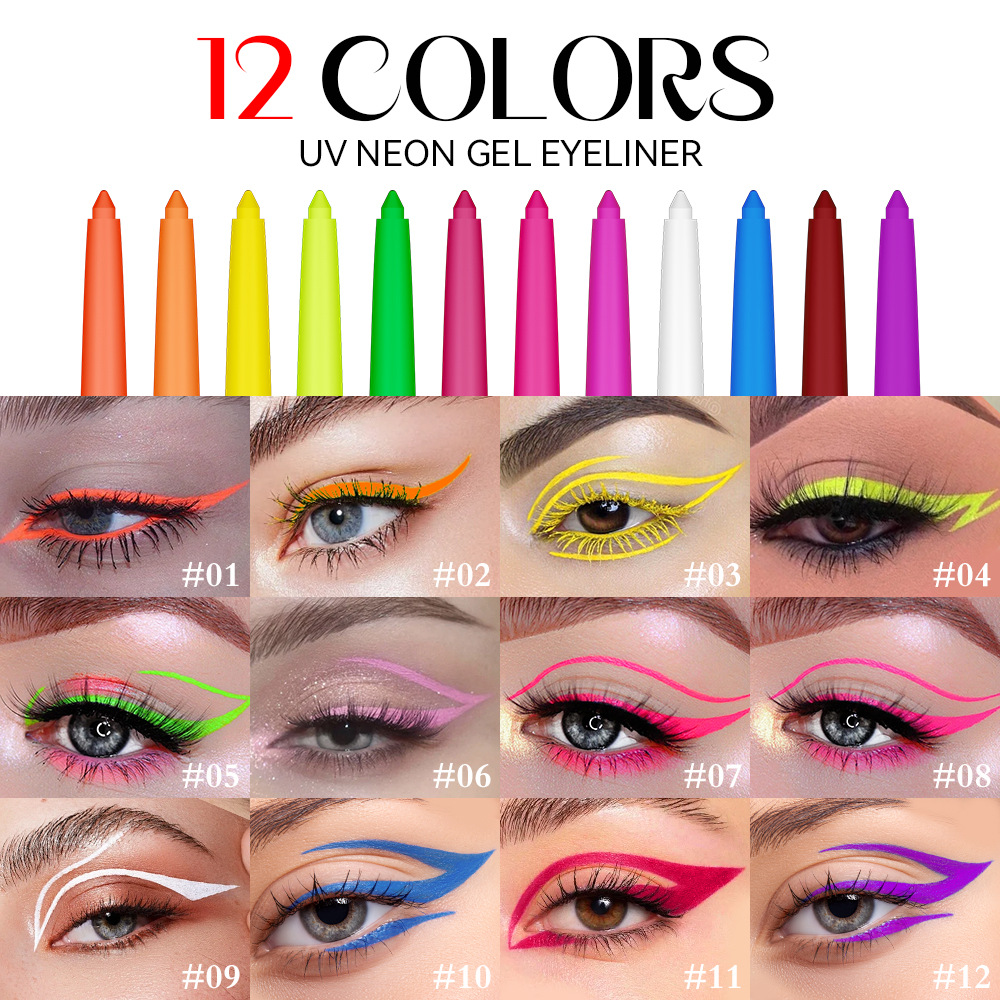 12-kleuren fluorescerende eyel - Coloured Gel Set recensie en prijs